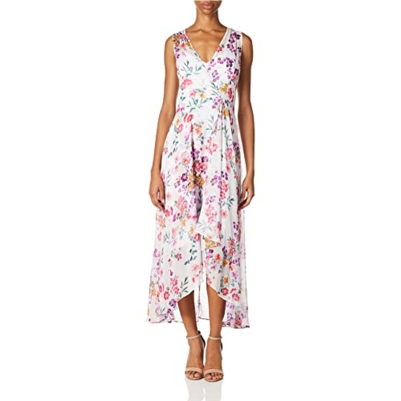 Calvin Klein floral hilo faux wrap dress size 4 euc - Picture 1 of 10
